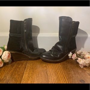 Fly London Black Wedge Black Booties